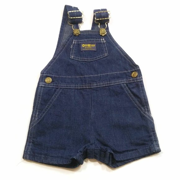 OshKosh B'gosh Toddler Unisex Girls/Boys Strap Overall Short Blue Jeans 12 Month - Picture 1 of 7